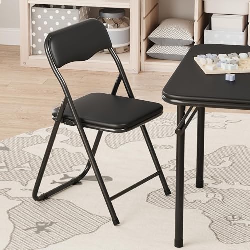 CuisinSmart Folding Card Table and Chair Set of 3, Portable Square Card Table with 2 Padded Chairs, Foldable Chairs and Ta...