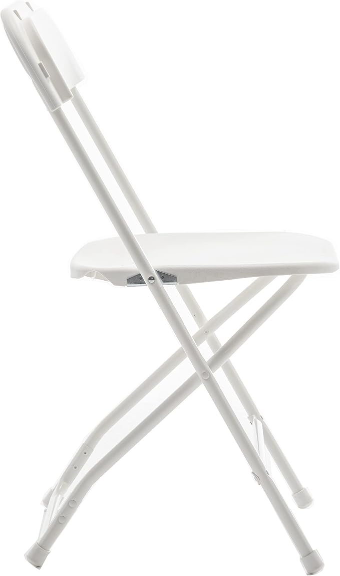 BTEXPERT Set of 100, White Plastic Folding Event Chairs Steel Frame Commercial 650LB High Capacity Lightweight Set for Office Wedding Party Picnic Kitchen Dining Church School