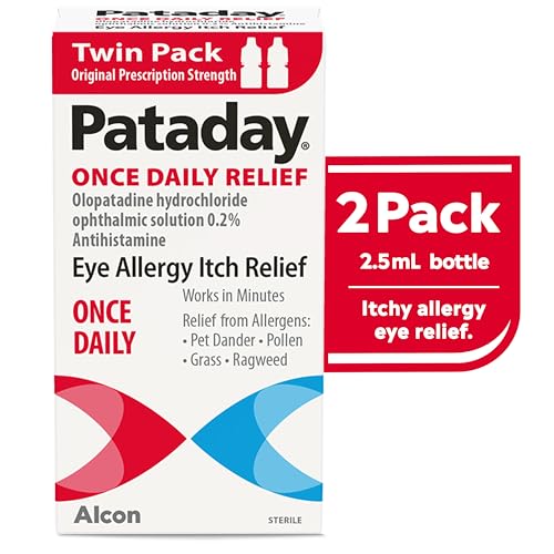 Pataday Once Daily Relief Allergy Eye Drops by Alcon, for Eye Allergy Itch Relief, 2.5 ml (Pack of 2)