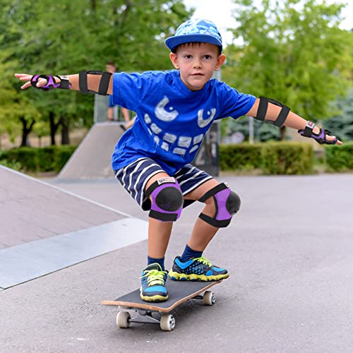 RUNDONG Youth/Kids Knee Pads Elbow Pads Wrist Guards Protective Set for 3-15 Years Child Roller Skates, Scooter, Inline Sk...