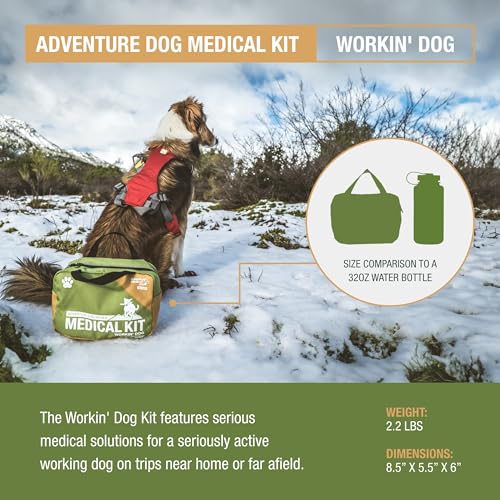 Adventure Medical Kits Workin' Dog Medical Kit with QuikClot - Canine Field First Aid Kit with Headlamp, Bandages, Cold Pa...