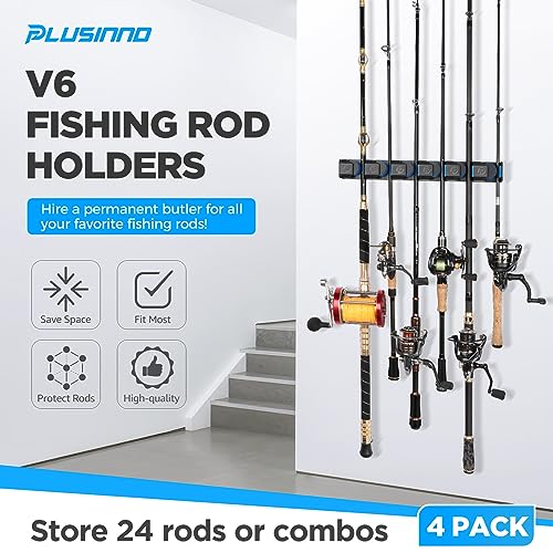PLUSINNO Fishing Gifts for Men - V6 Vertical Fishing Rod/Pole Holders, Support Extra Large & Heavy Fishing Rod Combos, Fis...