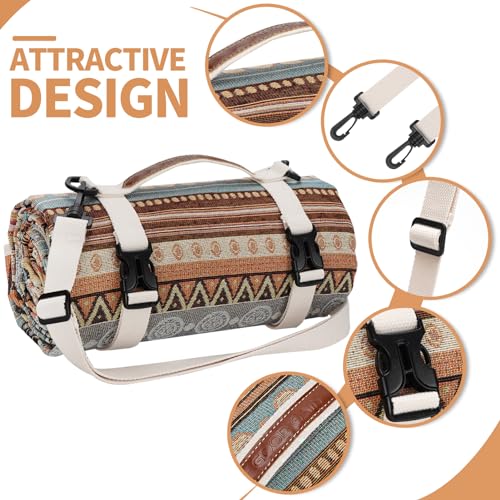 Extra Large Waterproof Picnic Blanket | Portable Camping & Beach Mat | Sand Free with Carry Strap | Park Blanket for Gras...