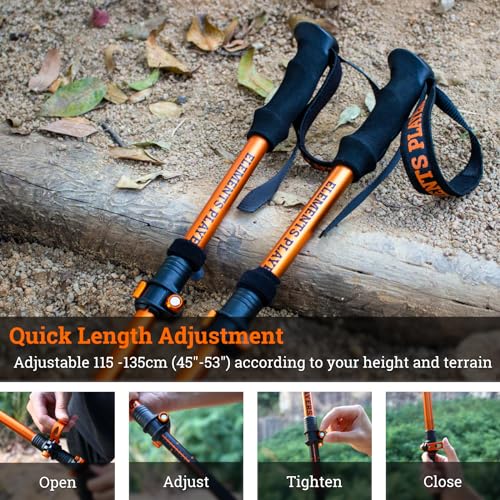 Ultralight & Strong Aviation 7075 Aluminum Trekking Poles (2pcs) - 3-Section Telescopic Shickproof Hiking Sticks with EVA ...