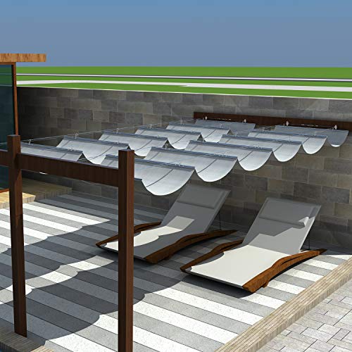 Windscreen4less 4' x 12' Retractable Sun Shade Canopy Cover Sliding Wave Shade Sail for Pergola Patio Deck Yard Gazebo Out...