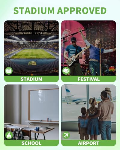 MAY TREE Clear Backpack for Stadium Events, 12x11x5 Inches Small Clear Backpack for Concert Festival Sports Outdoor - Black