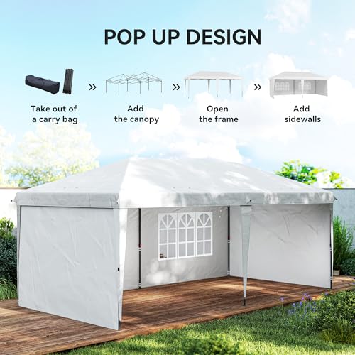 Outsunny 10' x 20' Pop Up Canopy Tent with 4 Sidewalls, Heavy Duty Tents for Parties, Outdoor Instant Gazebo with Carrying...