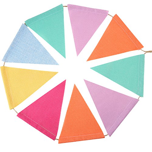 HESTYA 42 Pieces Colorful Pennant Banner Flag Multicolor Bunting String Triangle Banner Pennants for Birthdays Classroom S...