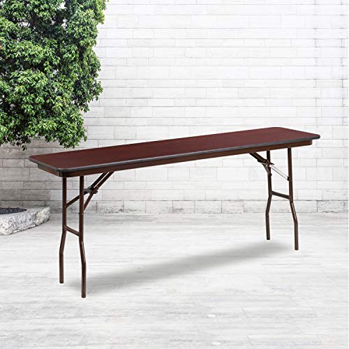 Flash Furniture Frankie 6' Mahogany Melamine Laminate Folding Training and Event Table, Rectangular Folding Training Tabl...