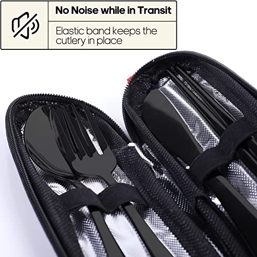 Travel Utensils with Case, Quatish Portable Silverware Set for Work, Stainless Steel Reusable Travel Cutlery Set, Fork and...