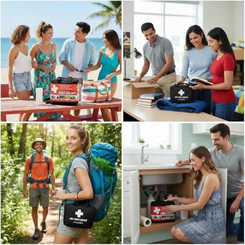 M2 BASICS Premium First Aid Kit, 300 Pieces, 40 Unique Items, All Purpose Kit for Home, Car, Business, Travel & Vehicle