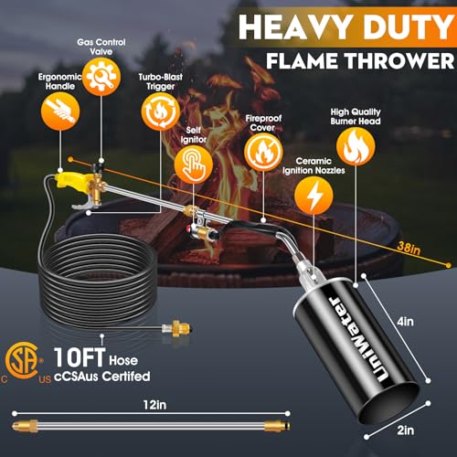 Upgraded Propane Torch Weed Burner, Portable Garden Torch for Weed, Heavy Duty Blow Torch Flamethrower for Weed Burner, Hi...