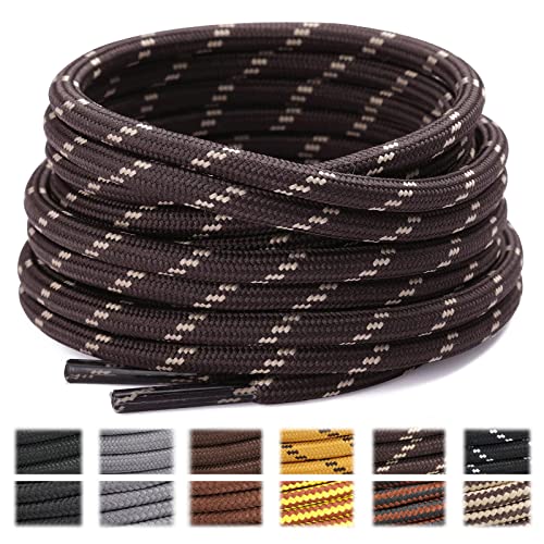 Stepace Round Shoelaces [2 Pairs] Heavy Duty Boot Shoe Laces for Hiking Work Boots