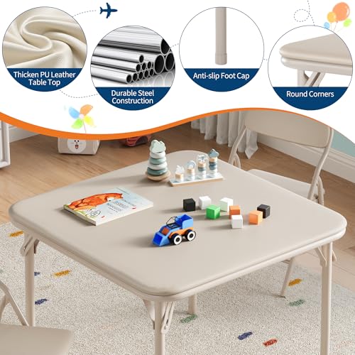 Garvee 3 Piece Boys Girls Folding Table and Chairs Set, Activity Table and Chairs Set for Dining Room,Daycare,Classrooms