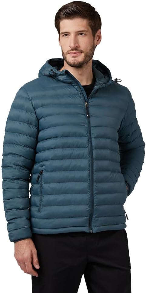 32 Degrees Heat Men’s Lightweight Packable Hooded Jacket – Water Resistant Travel Puffer