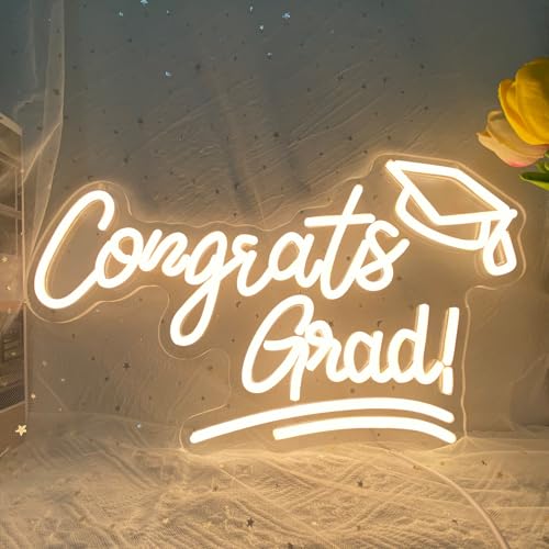 Congrats Grad Neon Sign, LED Neon Light for Graduation Party Decoration, Congrats Grad Sign, Congrats Led Sign for Class o...