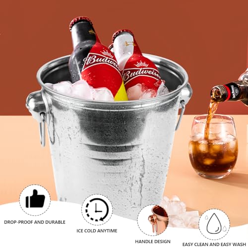 5L Stainless Steel Ice Buckets Insulated Ice Bucket for Parties Drink Cocktail Wine Champagne Bucket Cooler for Home Resta...
