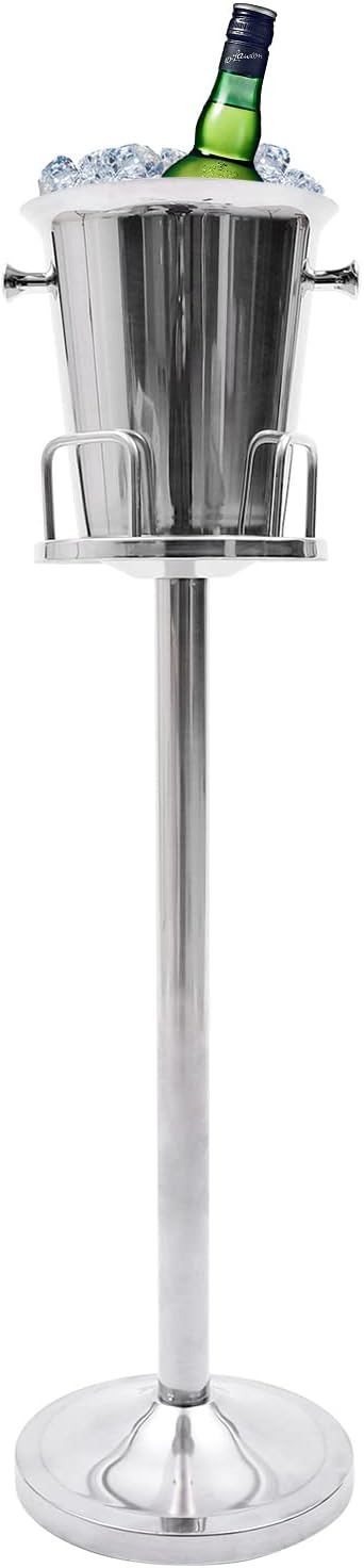 Champagne Ice Bucket with Stand, 5L/1.1Gal Stainless Steel Wine Bucket on Stand Ice Cube Chiller Container Standing Ice Bu...