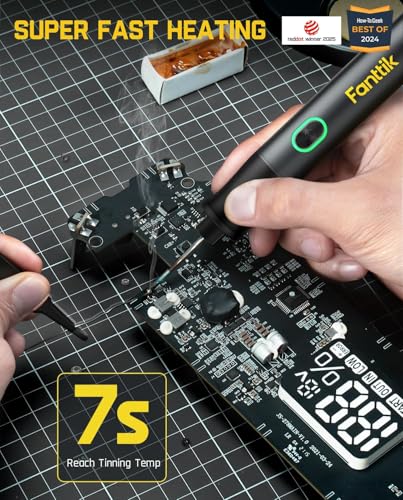 Fanttik T1 Max Soldering Iron Kit, Cordless Soldering Iron, 7 Seconds Fast Heating(390°F-840℉), Auto Sleep, 4 Precision So...