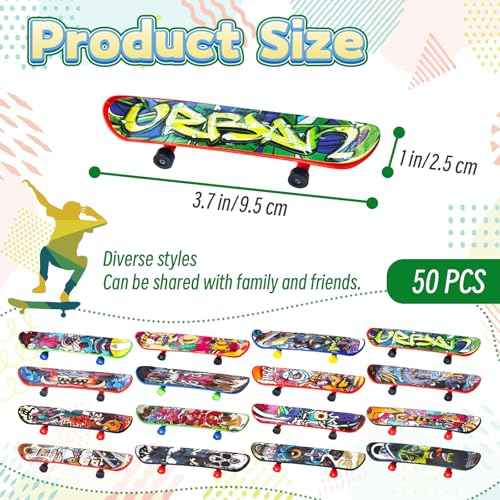 50 Pcs Mini Finger Skateboards,Fingerboards Toy Set,Mini Skateboards Finger Surfboards for Kids Classroom Exchange Gift Birthday Goodie Bag Stuffers