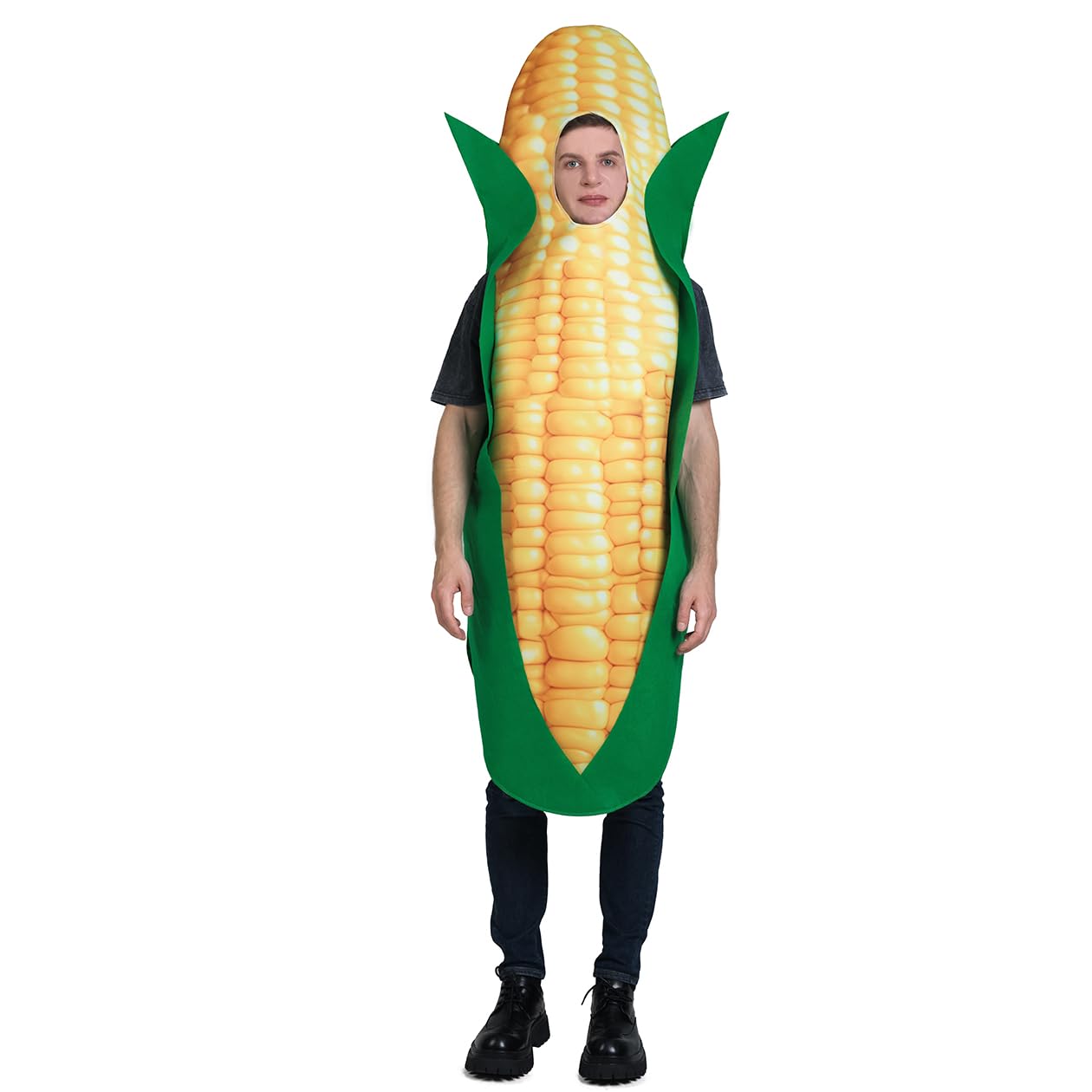 DSplay Unisex Adult Corn Costume Cosplay Fun Food Crops Corn Tunic Cosplay Halloween Costumes Adults