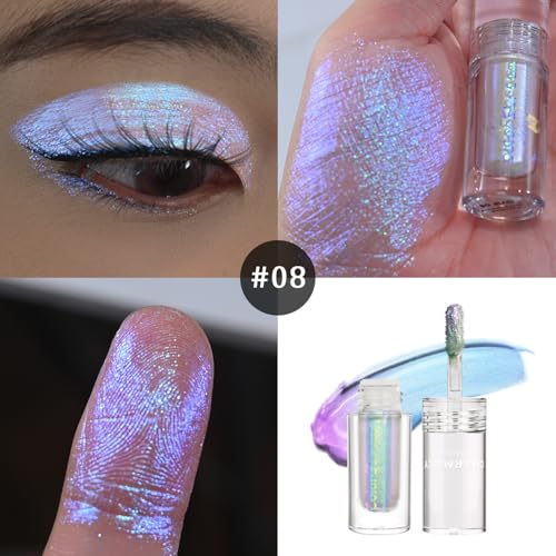 CHARMACY Multichrome Glitter Liquid Eyeshadow, Chameleon Shifting Color, Holographic Metallic Eyeshadow, Long-Lasting Wea...