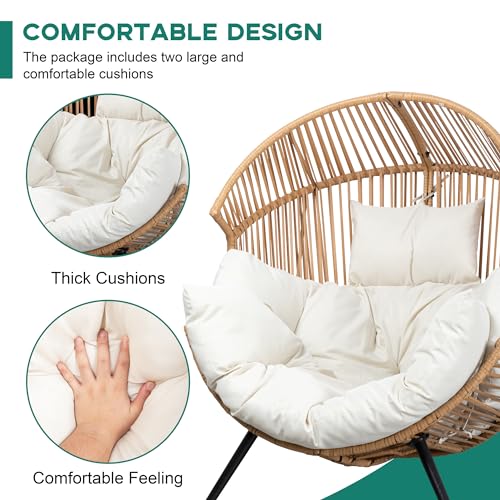 Shintenchi Wicker Egg Chair Outdoor Rattan Patio Chair with Cushion,Oversized Patio Lounge Chairs with Cushion Egg Basket ...