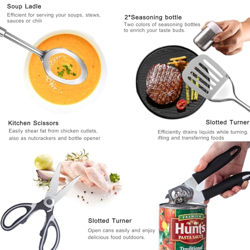 Bsotas Camping Cooking Utensils Set - Camping Utensil Set Car Camping Cooking Essentials Gear for Camp Kitchen Cooking and...