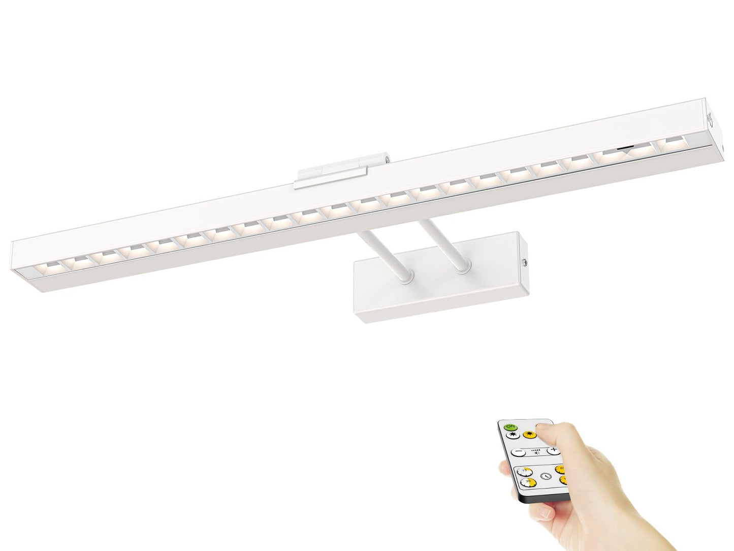 PESUTEN Picture Light Battery Operated, 16in Wireless Art Light for Paintings CCT Dimmable Recharging Battery Picture Light with Remote Control for Gallery Dartboard Art Bedroom Bathroom White