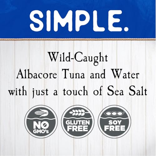 Blue Harbor Fish Co. Wild Albacore Solid White Tuna in Water with Sea Salt - 4.6 oz Can (Pack of 12)