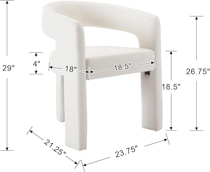 DAYALANE Modern Barrel Dining Chair, Upholstered Faux Leather Kitchen Chairs with Arms Comfy Side Chair for Living Room/Dining Room/Reception, Pu White
