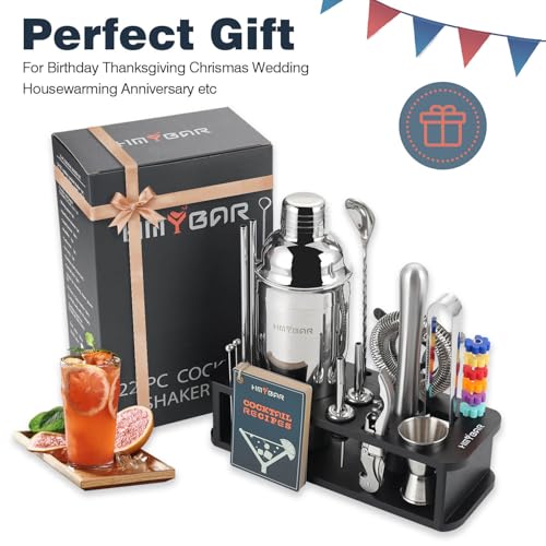 HMYBAR® 22-pc Cocktail Shaker Set(24oz/700ml) | Mixology Bartender Kit | Bar Tool Set | Martini Making Set with 39-Recipe ...