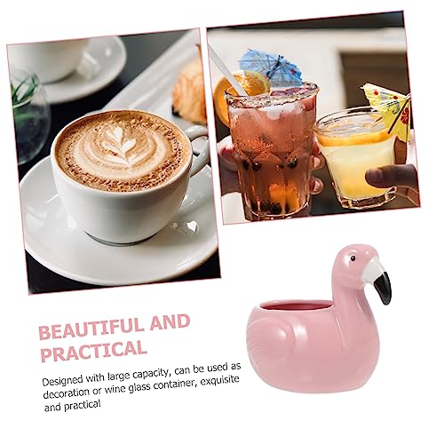 Cabilock Flamingo Ceramic Cocktail Cup Set Pink Flamingo Drink Mug Home Bar Supplies Fun Party Drinkware Cute Decorative W...