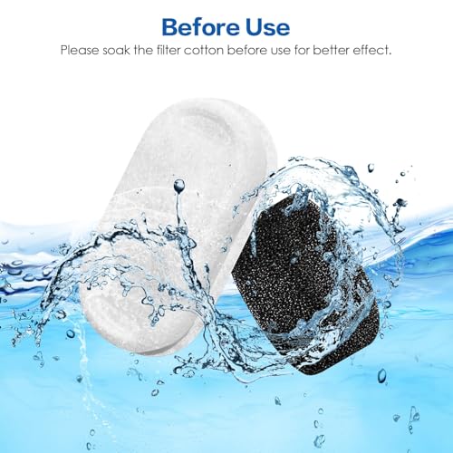 Official Tomxcute Cat Water Fountain Replacement Filters - 16 Pack Cat Fountain Filter for 3.2L/108oz & 4L/135oz Pet Water...