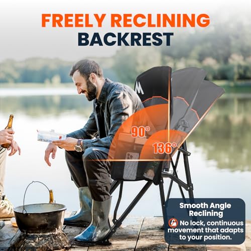Overmont Back Support Camping Chair for Adults - Oversized with High Backrest - Heavy Duty Folding Chair Supports 450 LBS...