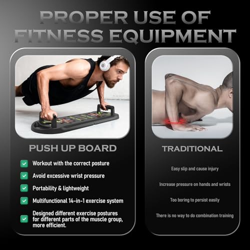 JLoibao Push Up Board Fitness, Workout Home Gym Equipment, 20 in 1 Exercise Pushup Bar Handles for Floor, Strength Trainin...