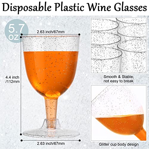 SiliFine 50 Pack 5.7 oz Disposable Plastic Wine Glasses Clear Plastic Wine Glasses for Parties Clear Goblets Cocktail Cups...