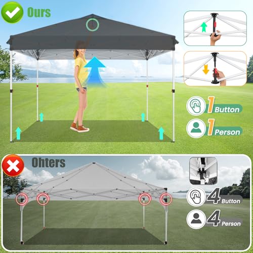 COBIZI Canopy Tent 10x10 Pop Up Outdoor Canopies with 4 Sidewalls Waterproof Commercial Instant Gazebo Tents for Party Pat...