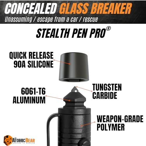 The Atomic Bear Stealth Pen Pro Tactical Pen for Self Defense - Enhanced Writing Survival Pen with Glass Breaker to Escape...