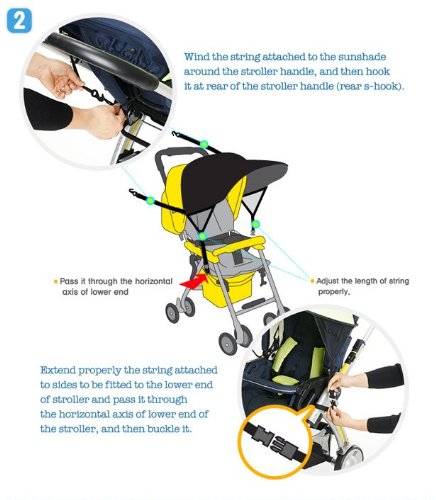 Manito Sun Shade for Strollers and Car Seats (Black) UPF 50+