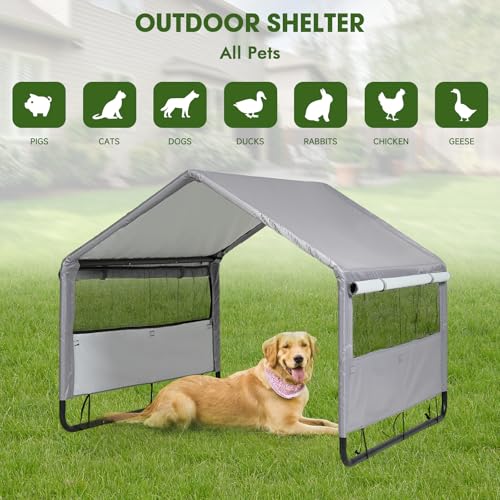 Large Dog House Shade Shelter Outdoor Tent for Large Medium Dogs, Outside Sun Rain Canopy Pet House for Homeless Cats Pigs...