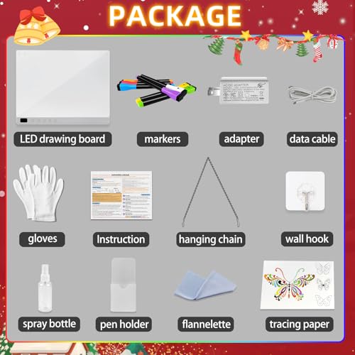 Lumiboard Led Drawing Board with 13 Light Effects, 16" Rechargeable Glow Doodle LED Note Board with Colors, Neon Light Up ...