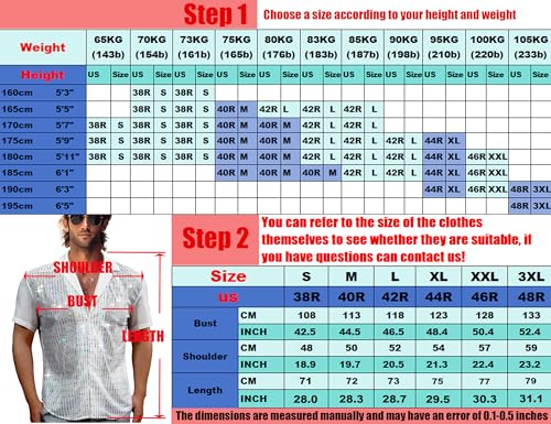 AIBEIX Mens Mesh Sequins See Through 70s Disco Long Sleeve Button Down Shirts