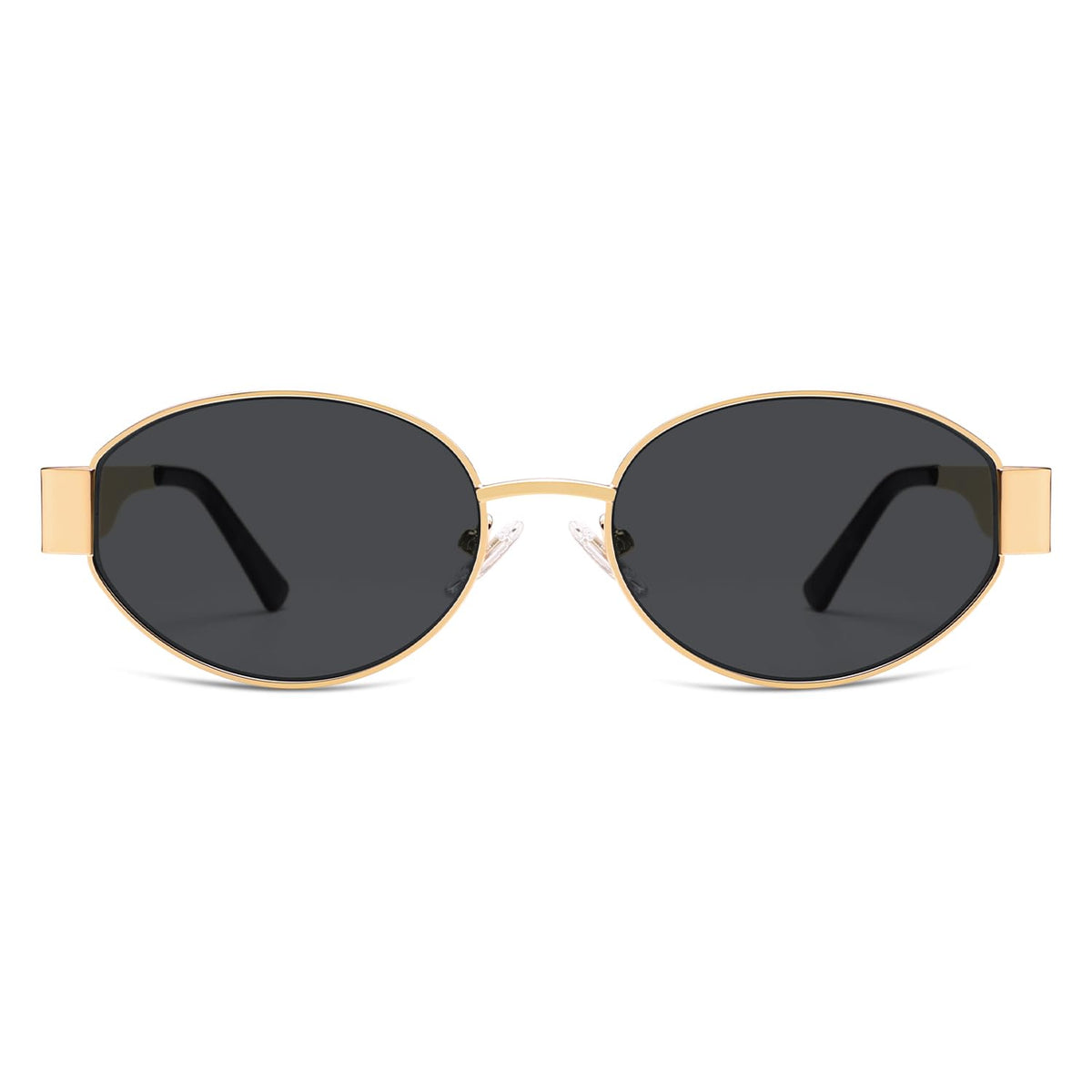 SOJOS Retro Oval Sunglasses for Women Trendy Classic Shades UV400 Protection, Gold/Grey