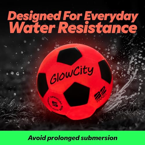 GlowCity Glow in The Dark Soccer Ball - Sizes 3, 4, 5 for Kids, Teens & Adults - Light Up Soccer Ball with 2 LED Lights - ...