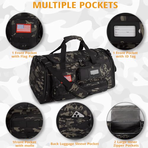 Expandable Gym Bag For Men,Tactical Large 3 in 1 Sports Duffle Bag With Shoes Compartment,Water Resistant Sports Gym Tote ...