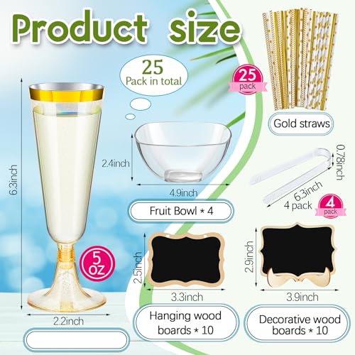 Mumufy 82 Pcs Mimosa Bar Supplies 34 oz Plastic Water Carafe with Lids Plastic Champagne Flutes Pitchers for Drinks with S...