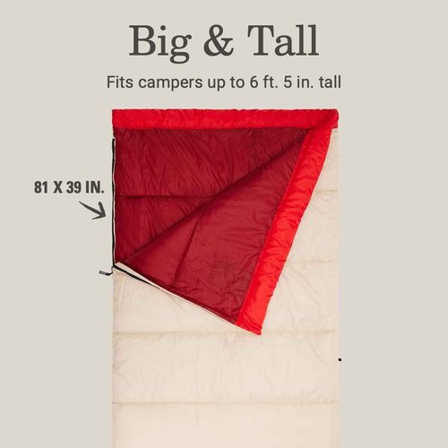 Coleman Flatlands 30/40/50°F Sleeping Bag, Made from 100% Recycled Material, Big & Tall Options, Cool-Weather Sleeping Bag for Camping, Sleepovers, Guests & More