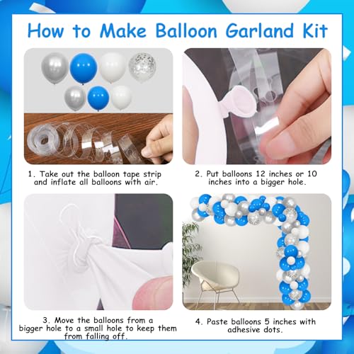 JOYMEMO Grand Opening Decorations Blue - Balloon Arch Garland Kit with Grand Opening Banner, Star Balloons for New Busines...