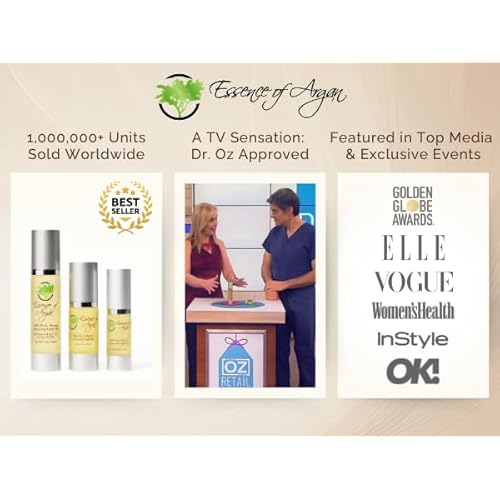 Essence Of Argan Moroccan Argan Oil for Hair, Skin & Nails - Natural Eco-Certified Cold Pressed Oil for Skin Moisturization - Non-Greasy Formula for Hair and Nail Growth - 1.7 Oz /50ml